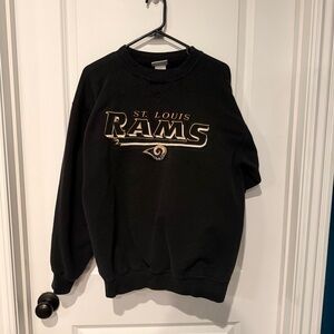 90’s Vintage St. Louis Rams Logo Athletic Crewneck Embroidered Black Gold L